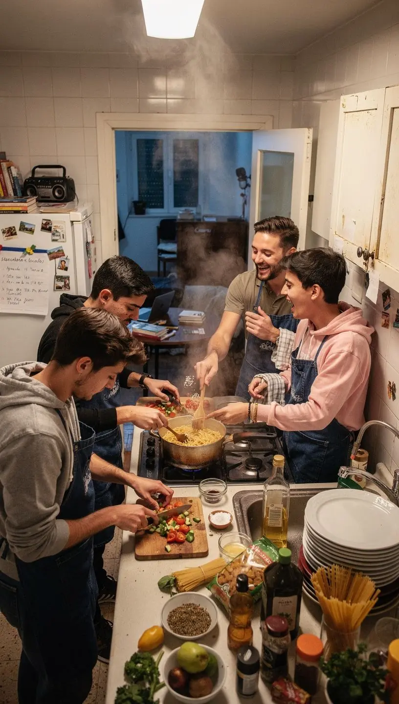 Prácticas de cocina comunitaria en España.